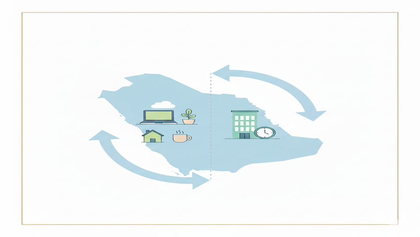 العمل عن بُعد والهجين: سياسة نموذجية للشركات في السعودية 2025
